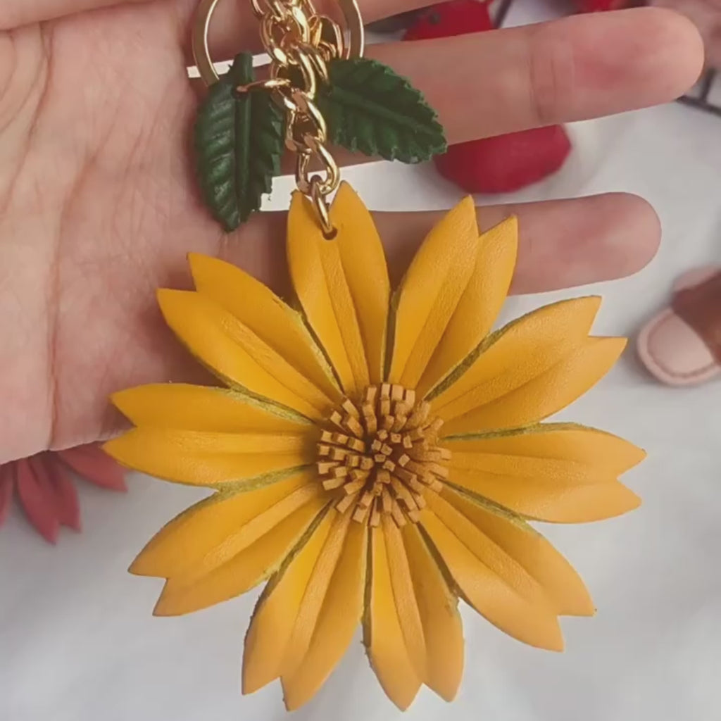 Handmade Leather Daisy Bag Charm